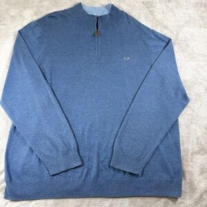 Vineyard Vines Blue Knit 1/4 Zip Mock Neck Pullover Sweater Men's XL‎